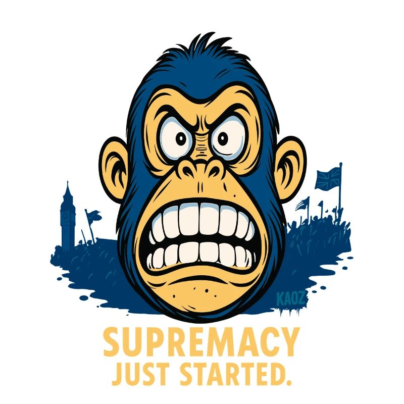 Angry monkey with crowd