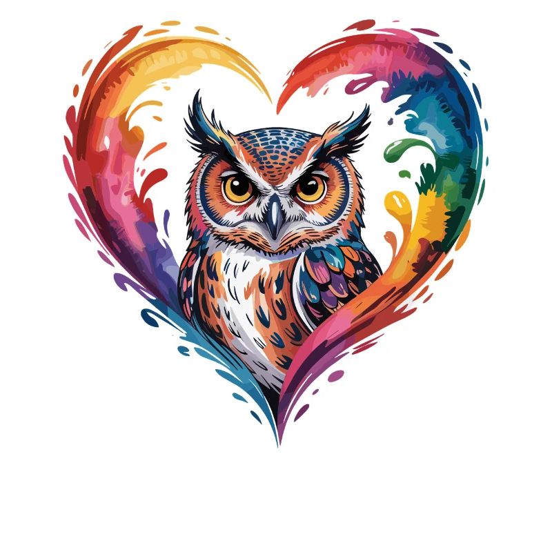 Farbige Eule Herz Design