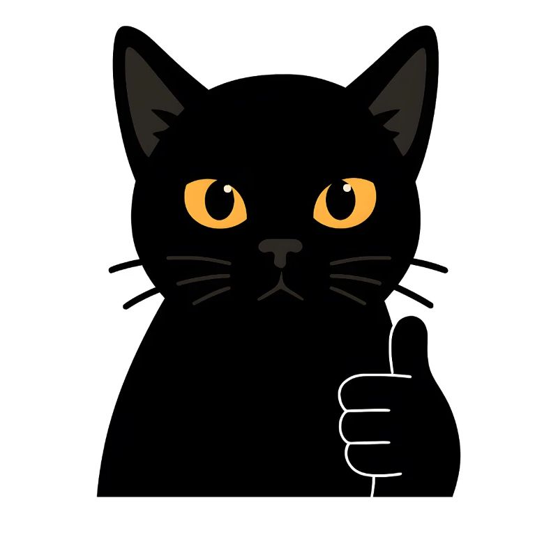 Fette schwarze Katze Daumen hoch Illustration