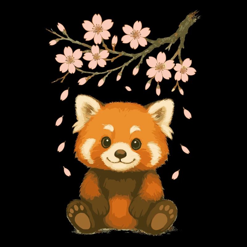 Red Panda, Panda Bear, Japanese, Cherry Blossoms