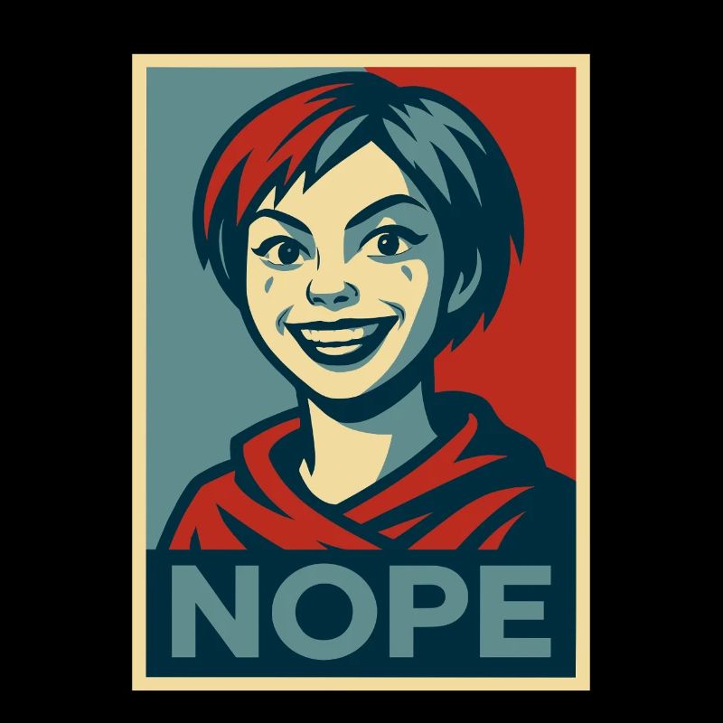 ein Mädchen und eine humorvolle NOPE-Plakatbotschaft