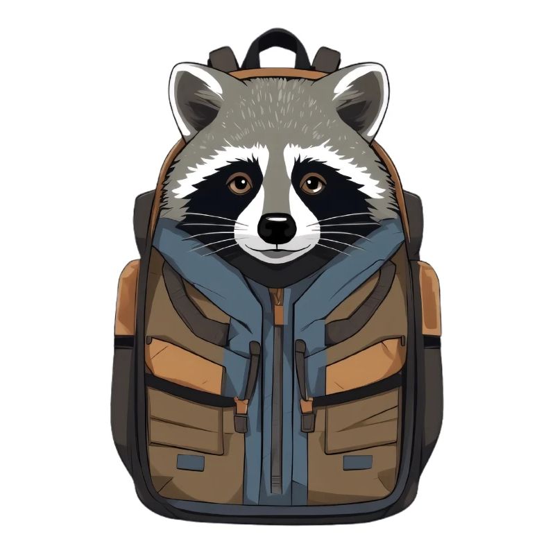 Raccoon with backpack illustration