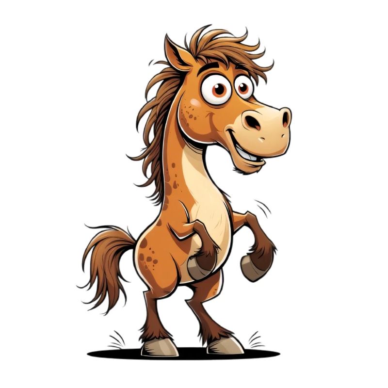 Fröhlicher Comic-Pferdeschow