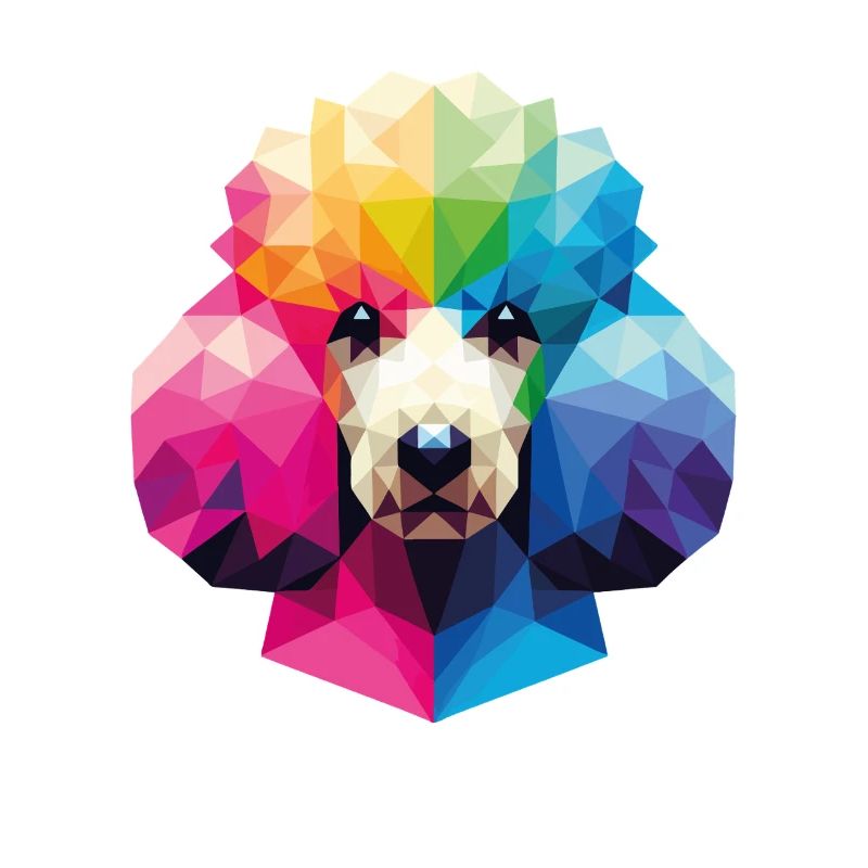Colorful Geometric Polygonal Style Poodle