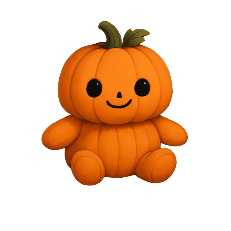 Cute pumpkin teddy bear friendly face