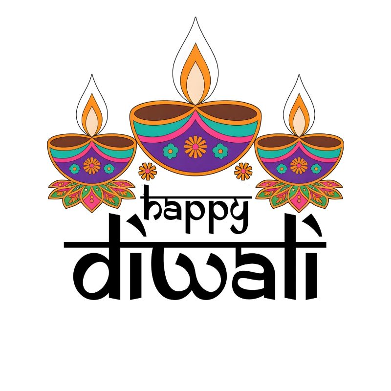 Drei bunte Diyas Festmuster