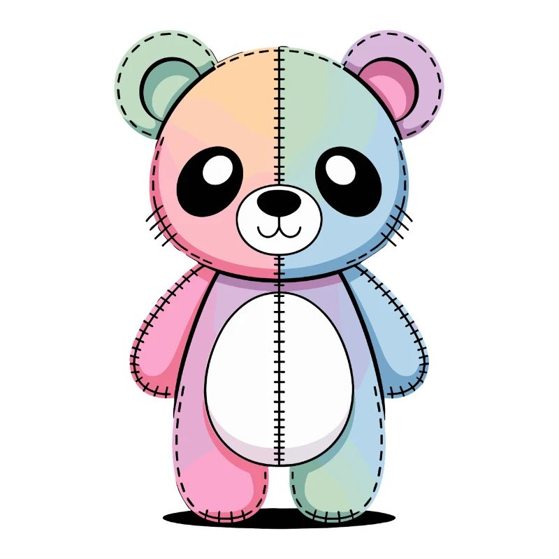 Kawaii Pastel Goth Patched Bear
