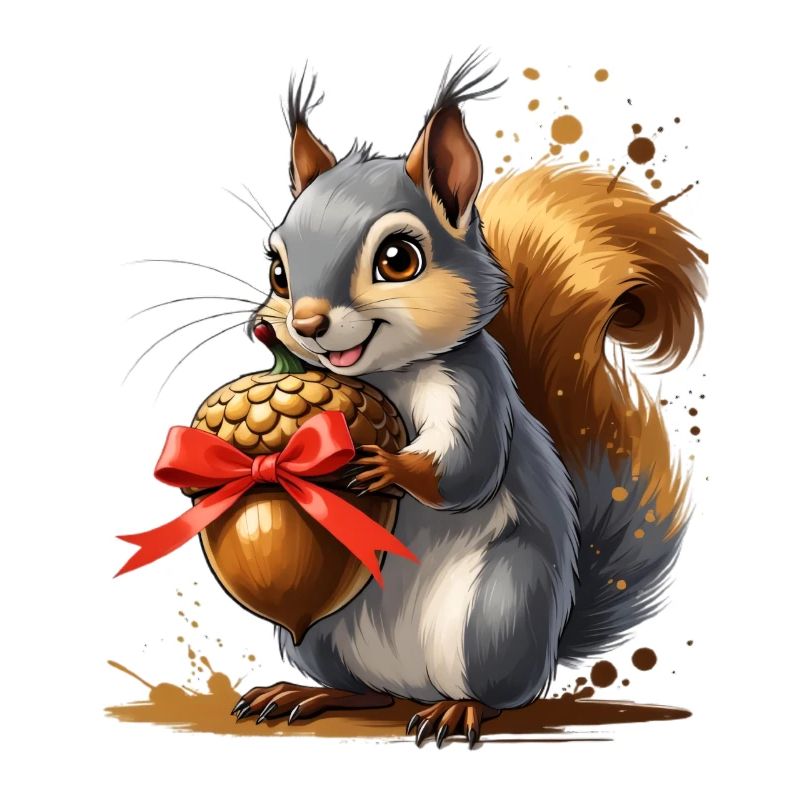 Eichhörnchen mit roter Eichel