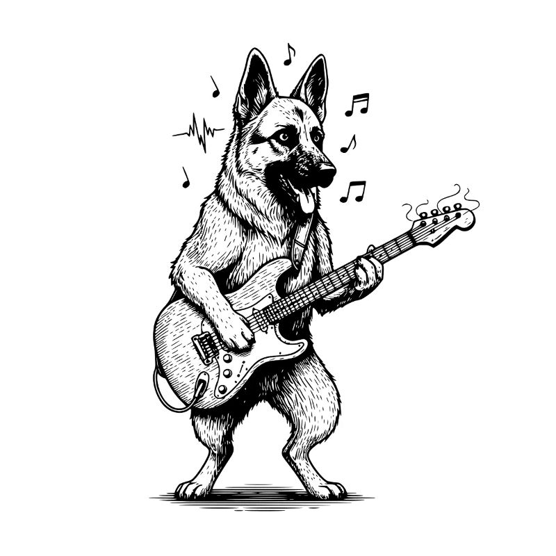 German Shepherd Guitar Art Dog