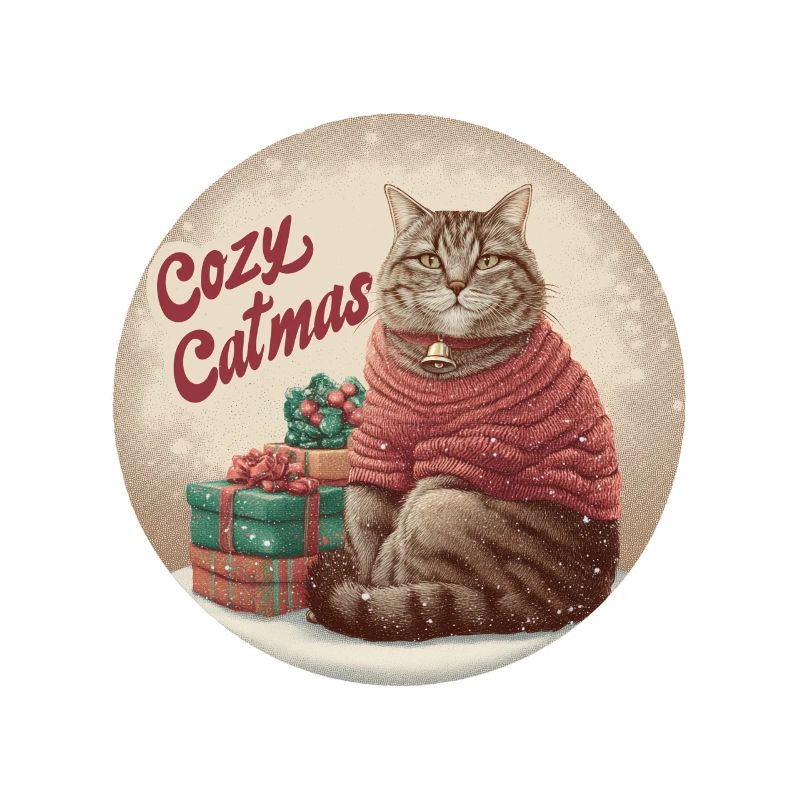 Chemise de chat de Noël Cozy Tabby en pull de Père Noël