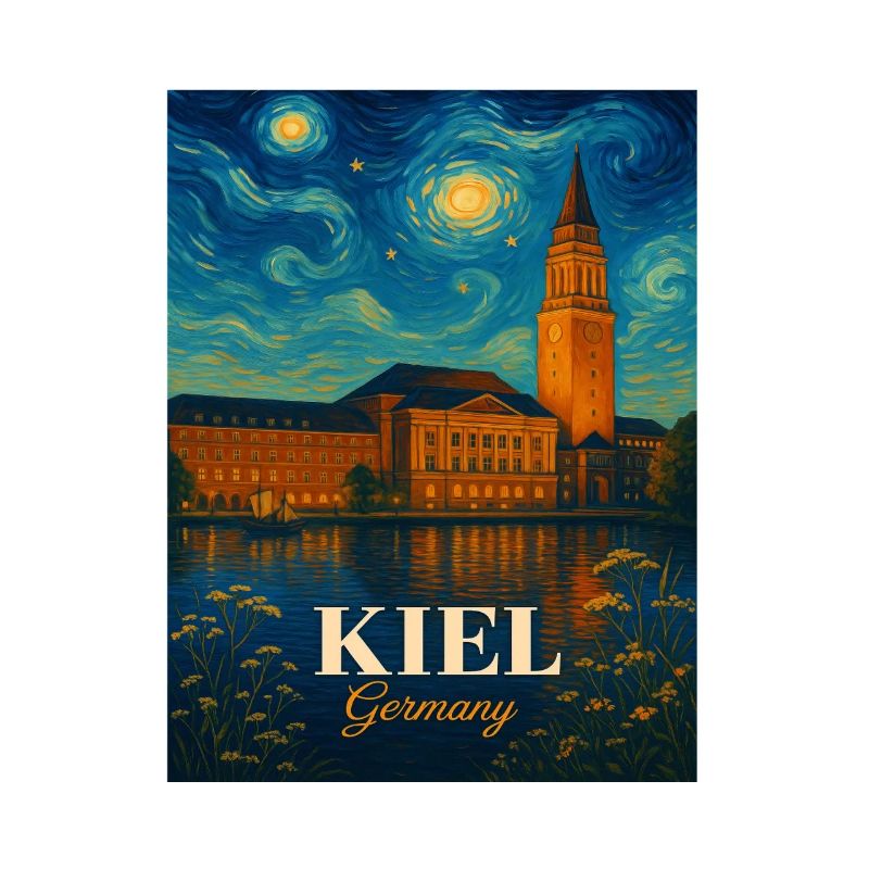 Kiel Night View Poster Kiel Germany
