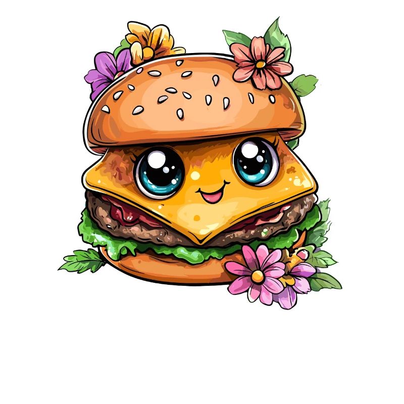 Kawaii Burger mit Blumen