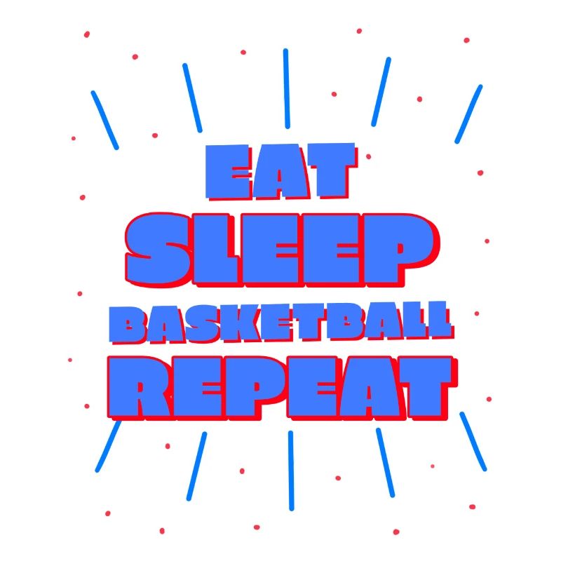 manger, dormir, basket-ball, répéter le design bleu/rouge