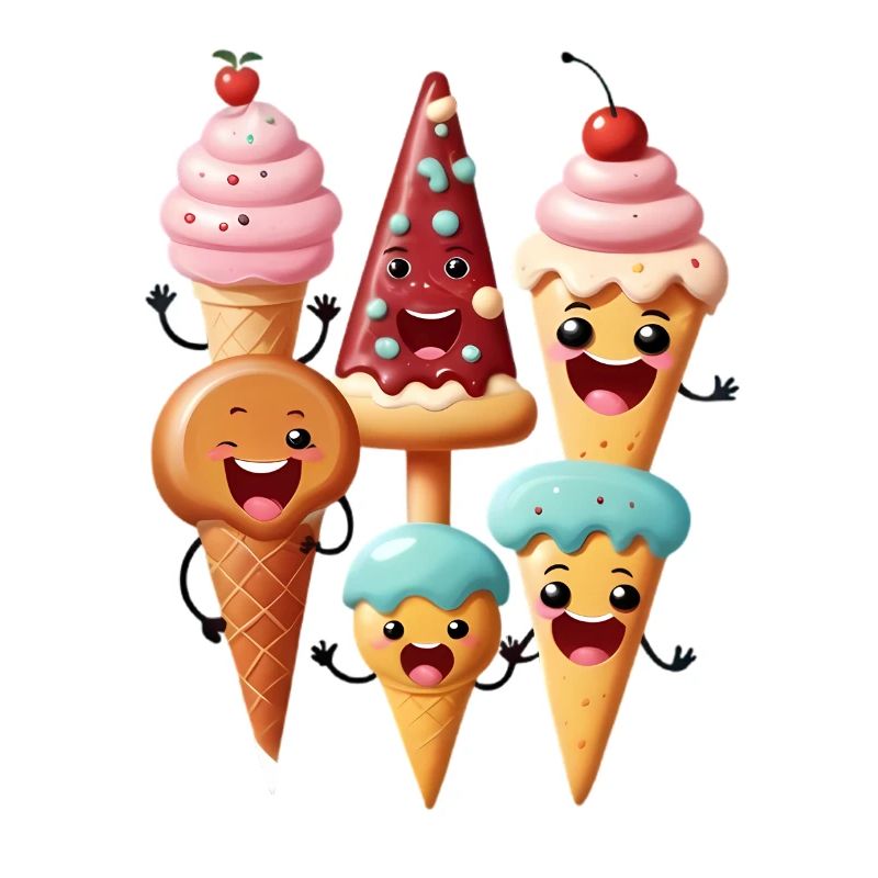 Kawaii Eiscreme Freunde Cartoon
