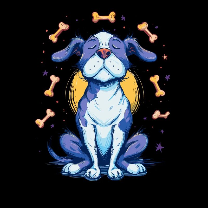 Fröhlicher Blauhund mit Knochen