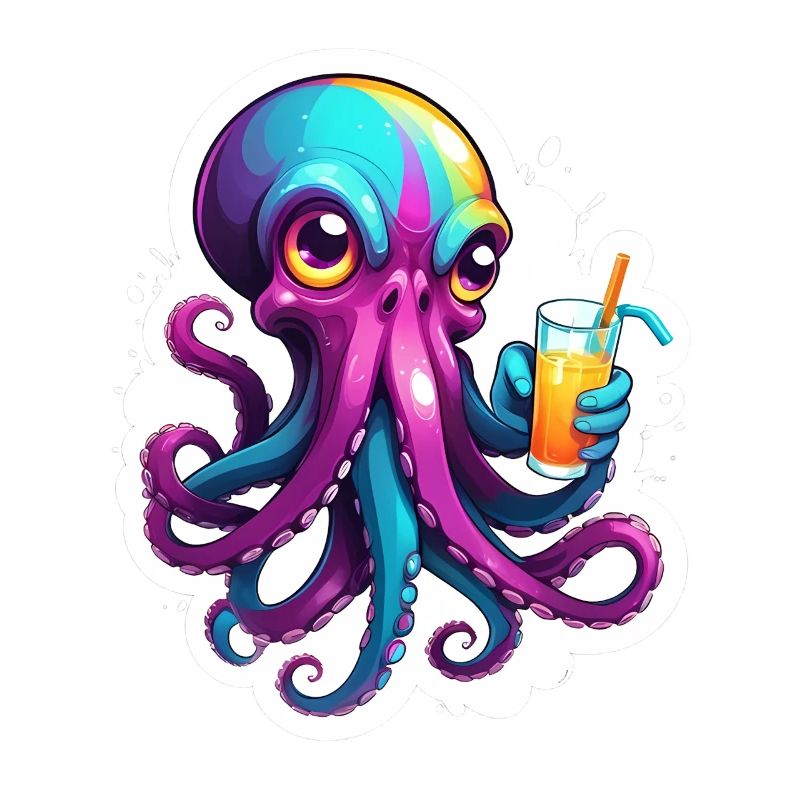 Pieuvre colorée avec boisson