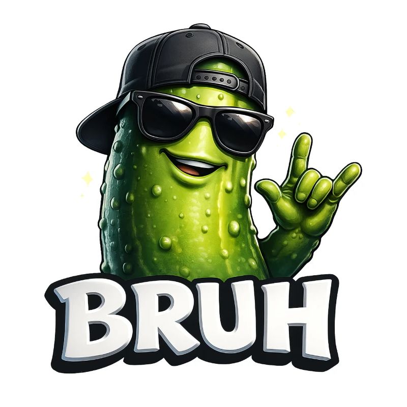 Concombre Meme BRUH avec des lunettes de soleil