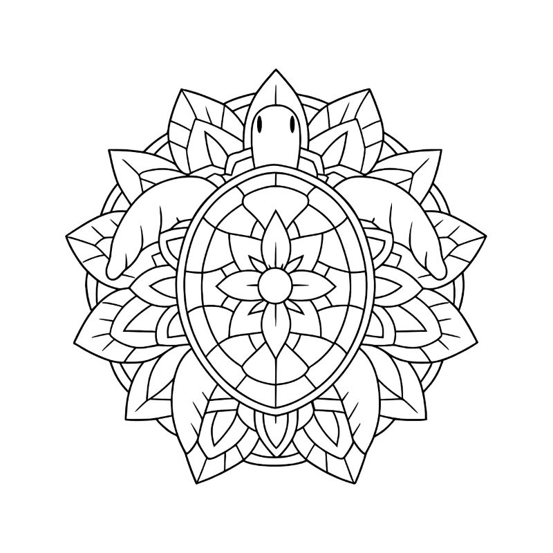 Turtle mandala with calm ornamentation