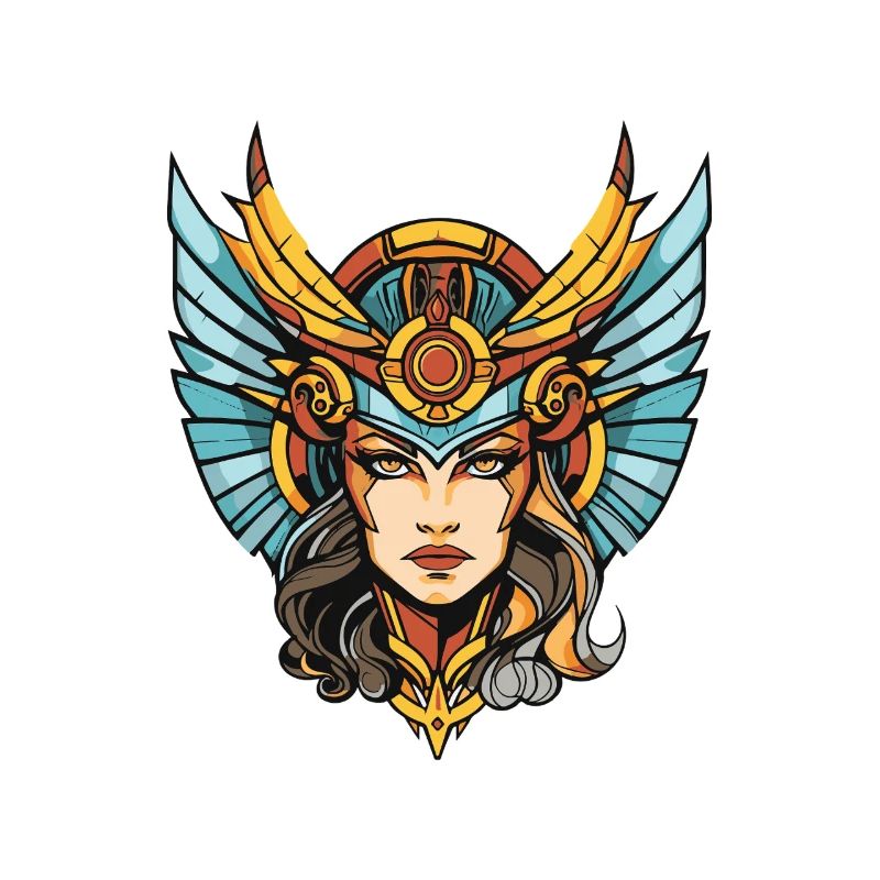 Winged warrior with ornamental helmet