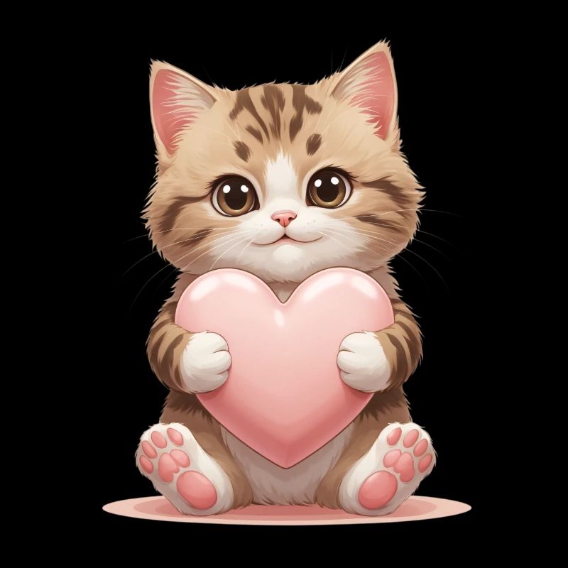 Cuddly kitten with heart