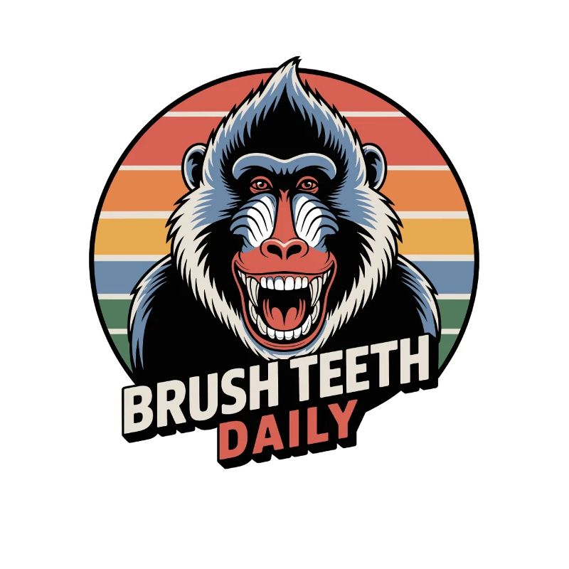 Daily Brushing Teeth Mandrill Monkey