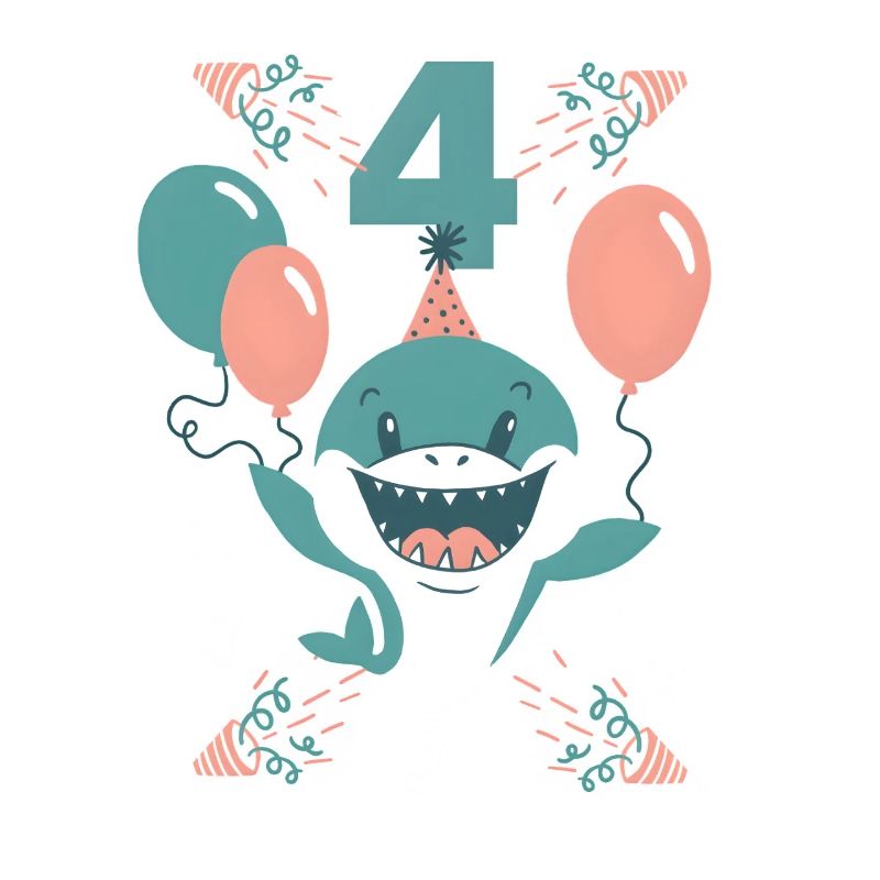 Hai 4. Geburtstag Junge Mädchen Vier Jahre