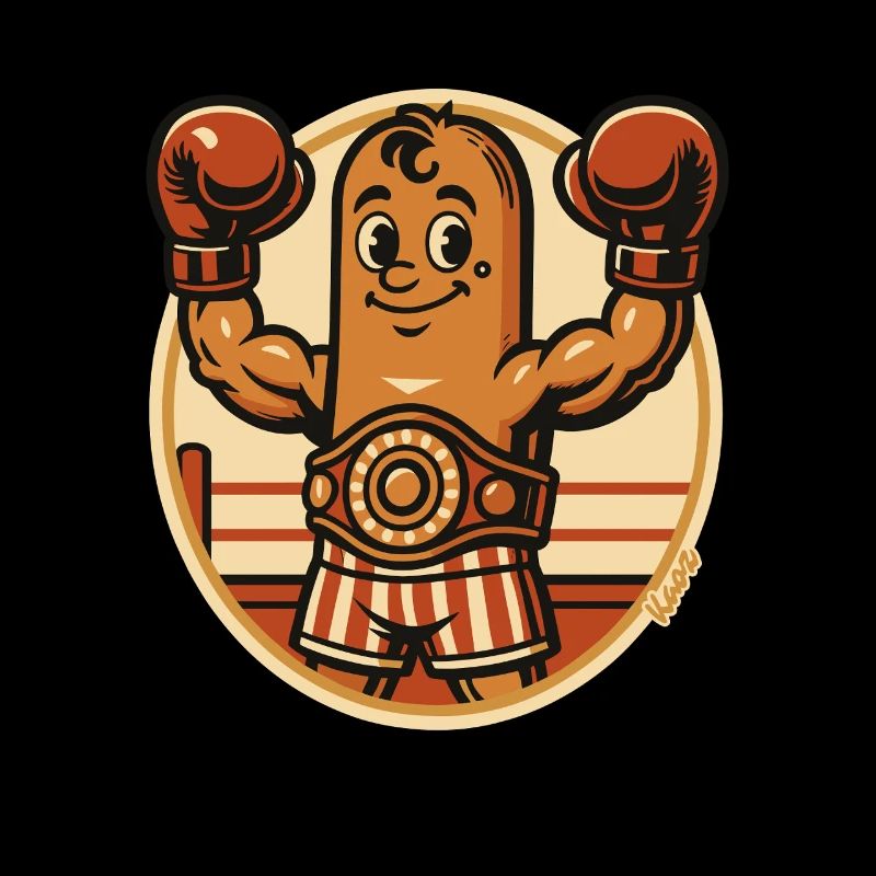 Boxende Boxer Wurst Figur mit Boxhandschuhen