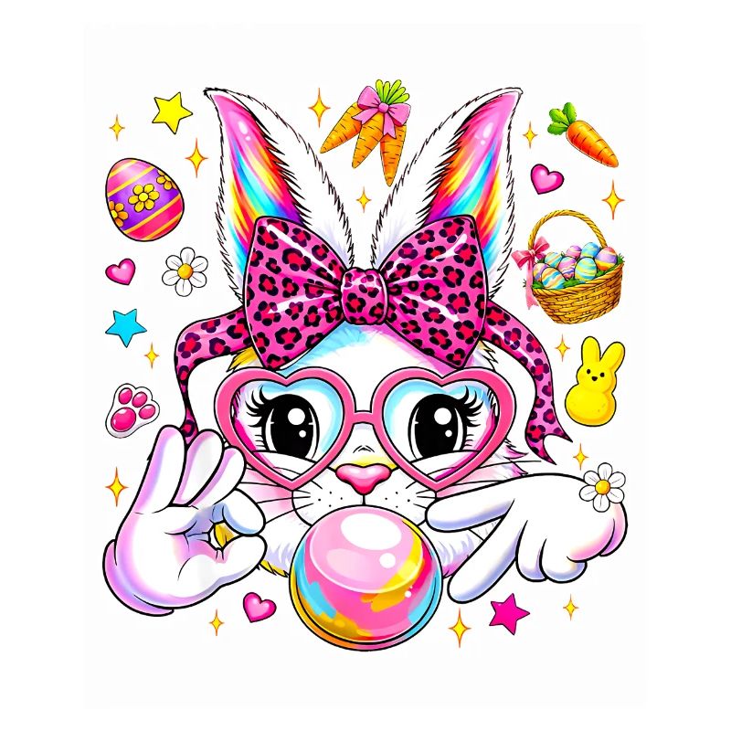 Cute bunny rabbit face leopard coquette bow six 