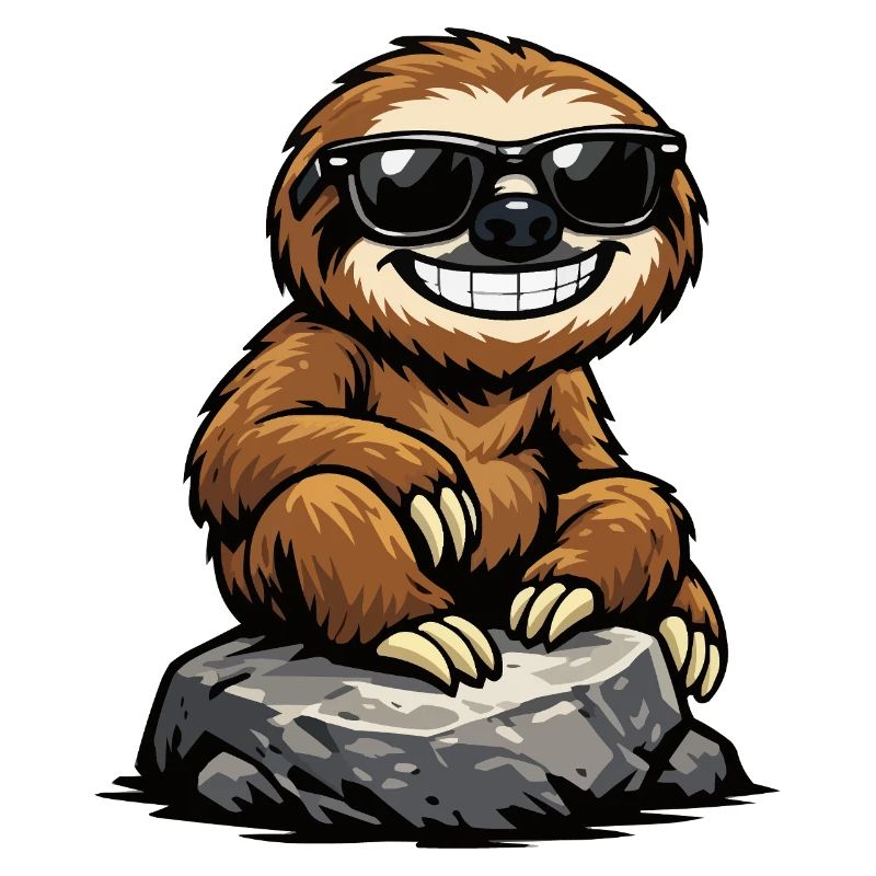 Sun Sloth on Rocks