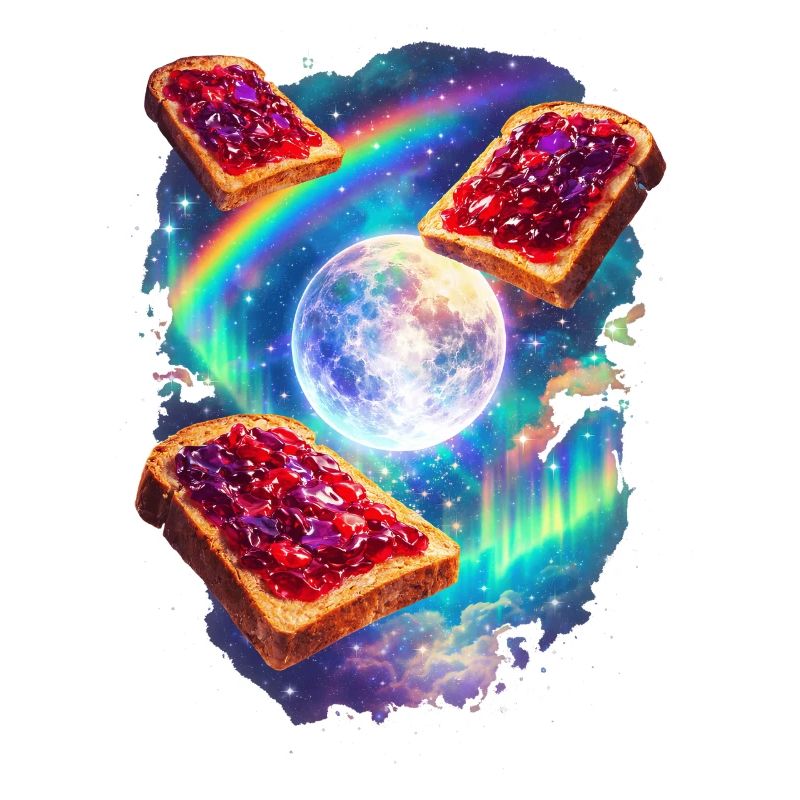 Toast spatial avec arc-en-ciel