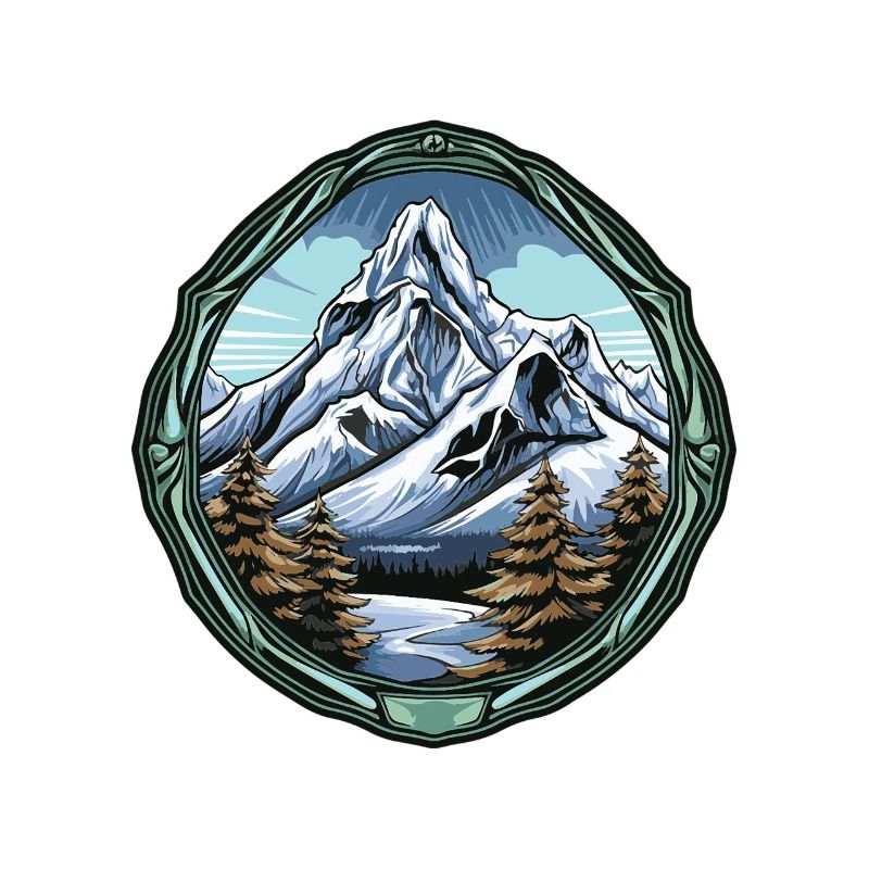 Mountain peaks in a forest frame