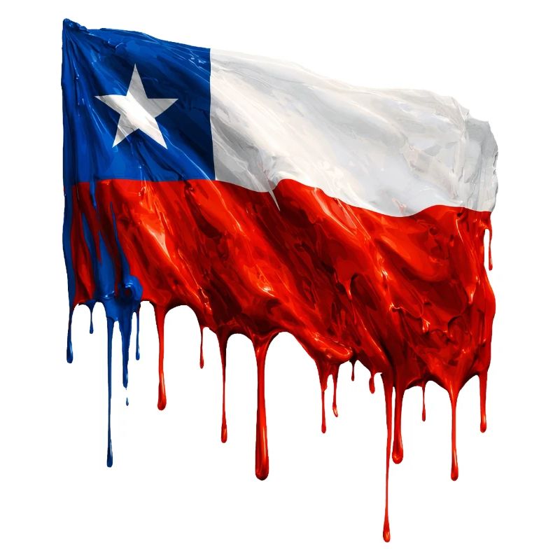 Le drapeau chilien dégoulinant solidement