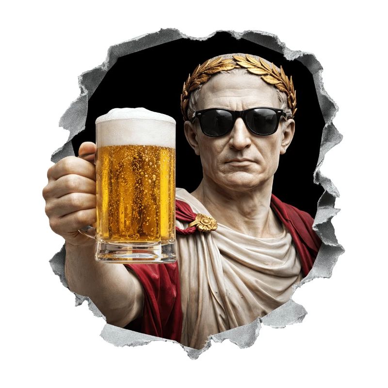  Caesar mit Bier und Sonnenbrille