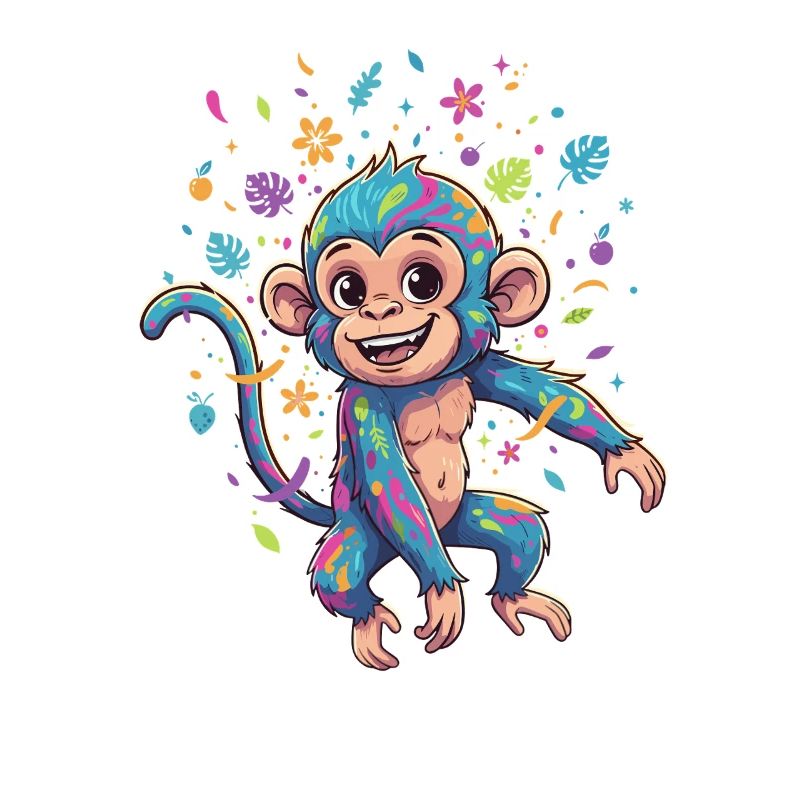 Colorful Color Monkey Splash Pattern