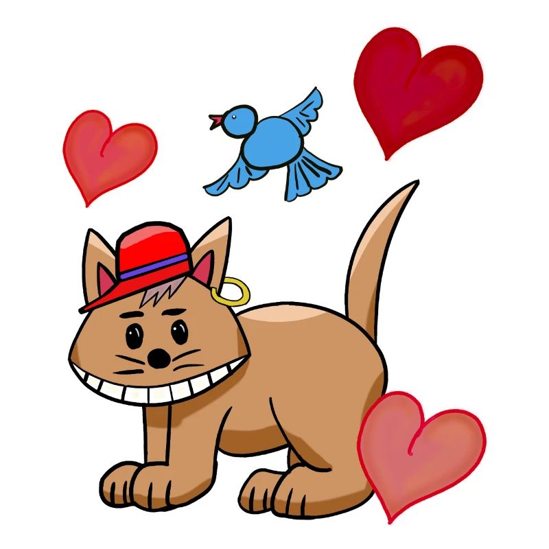 Herz Katze Katzen Vogel Kinder