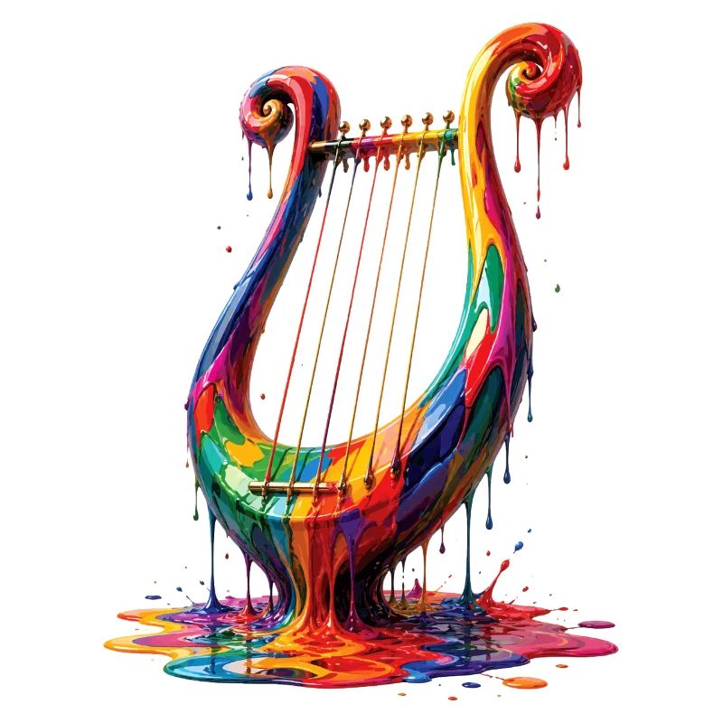 Lyre with dripping paint