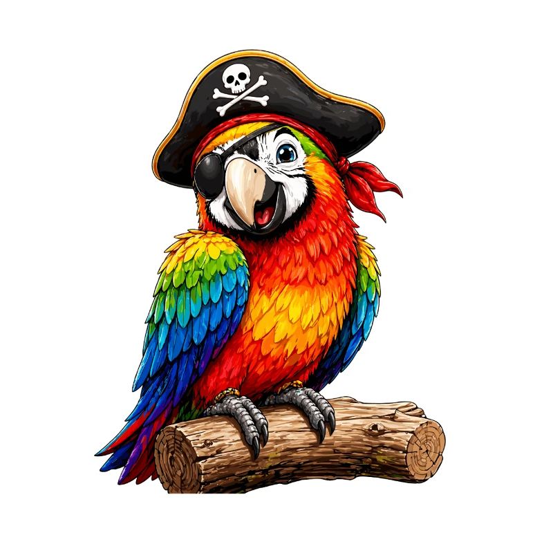 Perroquet pirate coloré avec cache-œil pour enfants