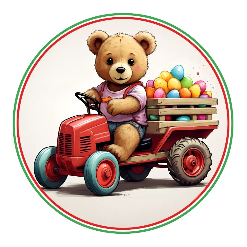 funny easter teddy bear brings eggs in easter mobile