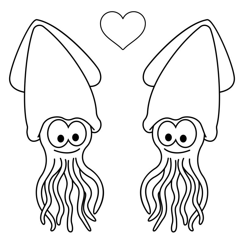 Tintenfisch Comic Paar liebe