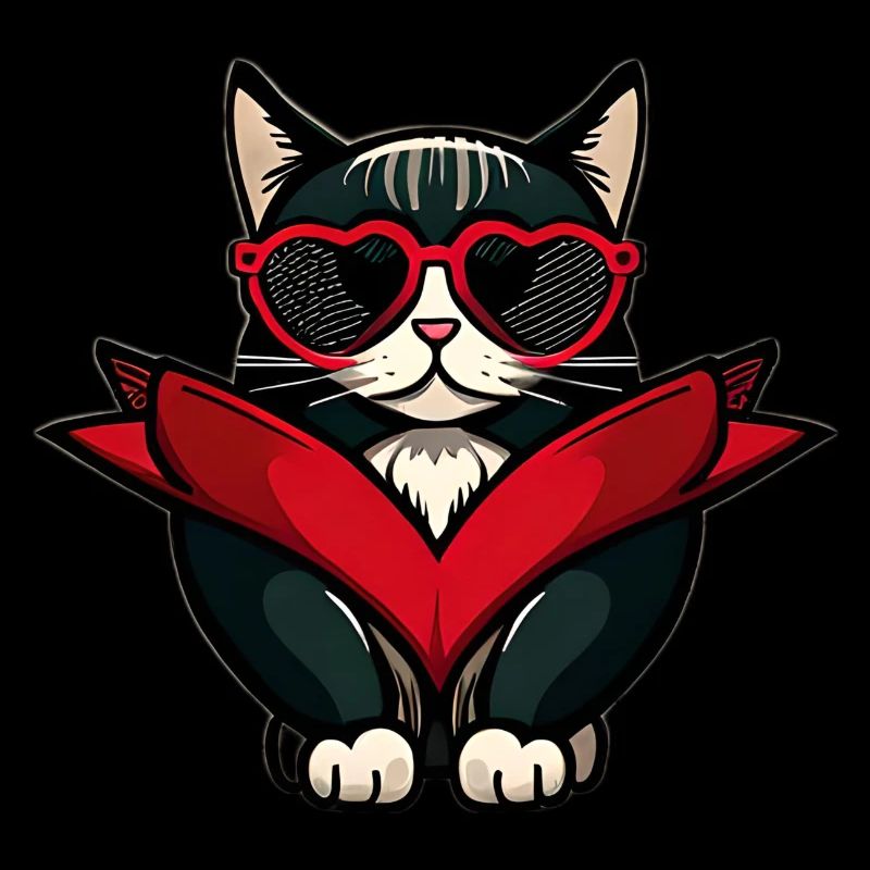 Chat à lunette coeur