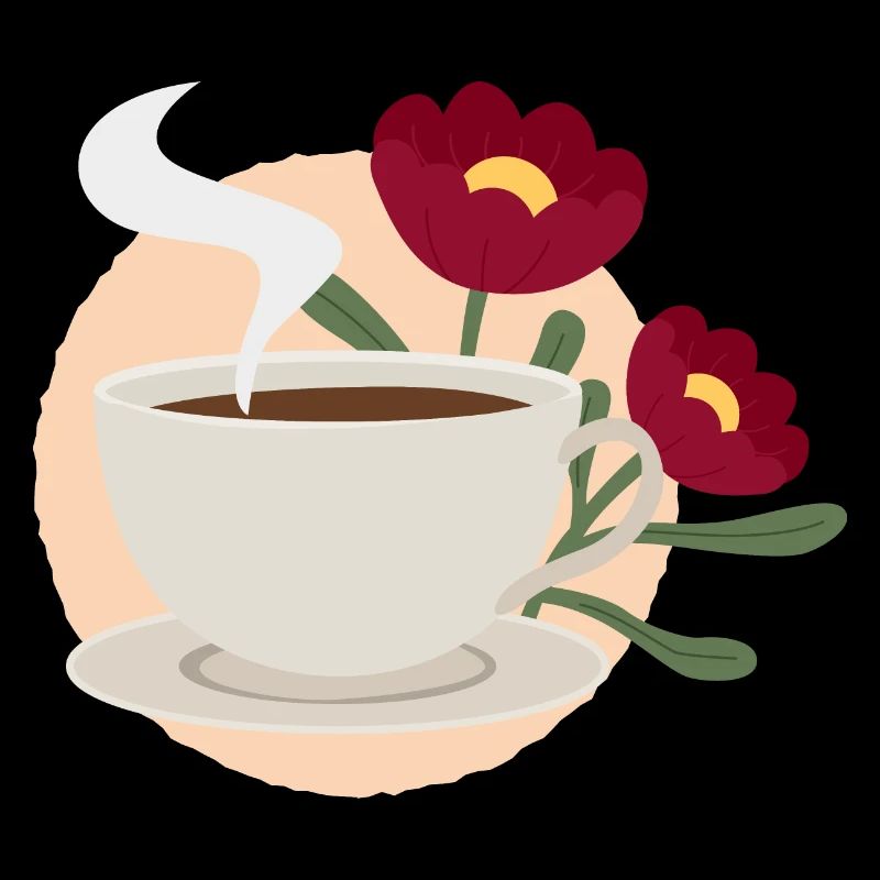 Kaffee & Blumen: Ein Moment der Ruhe rot