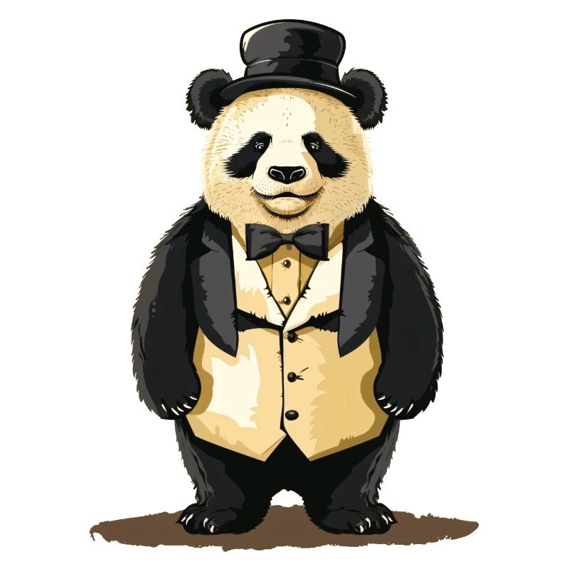 Panda mignon en queue de pie