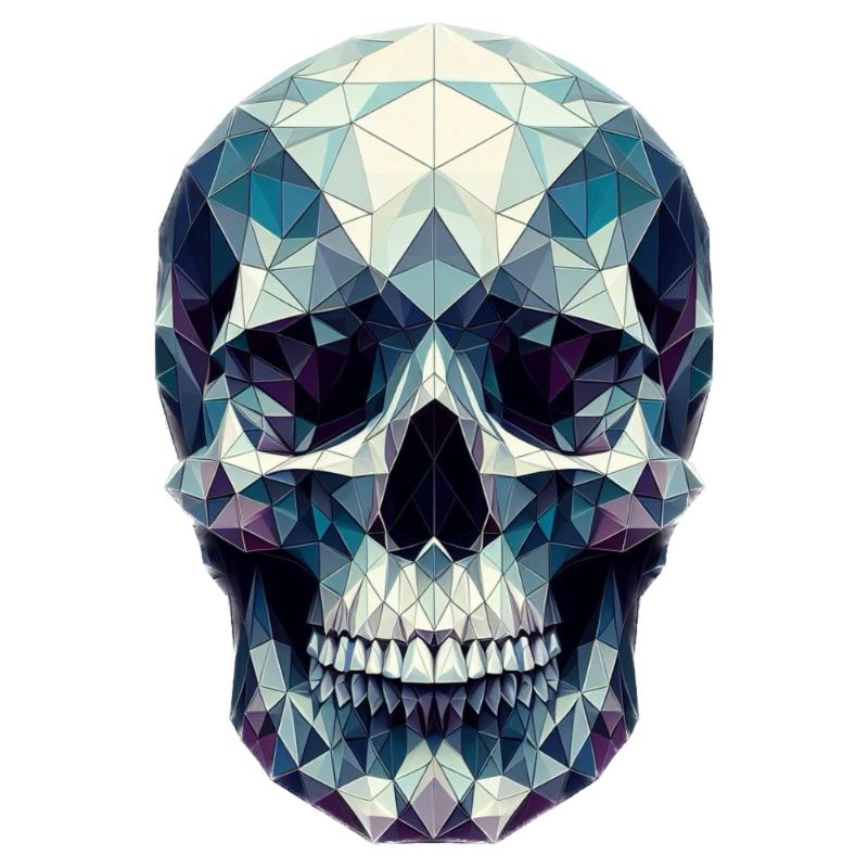 A colorful polygon-style skull