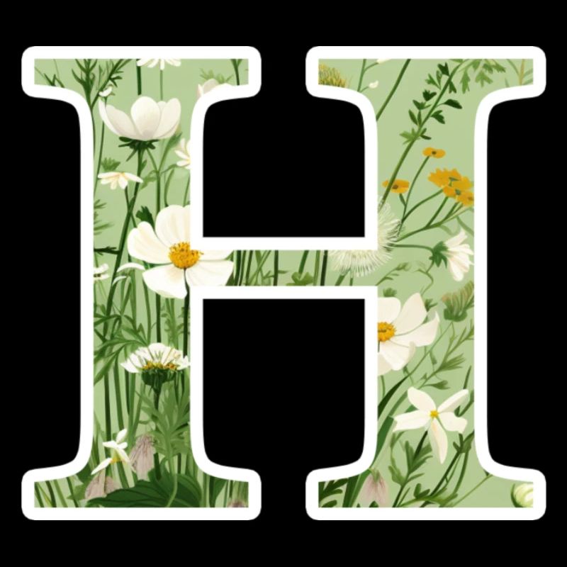 Buchstabe H, Monogramm, Blumenmuster