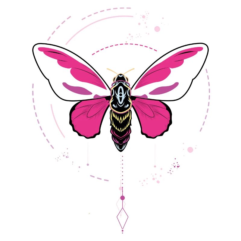 moth tattoo butterfly pendulum pink moon phase