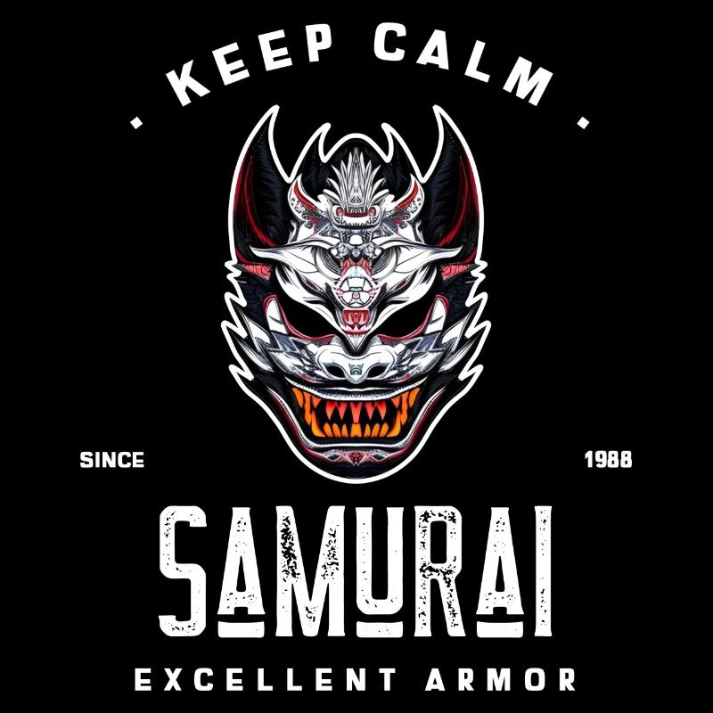 keep calm samurai since 1988 excellent armor