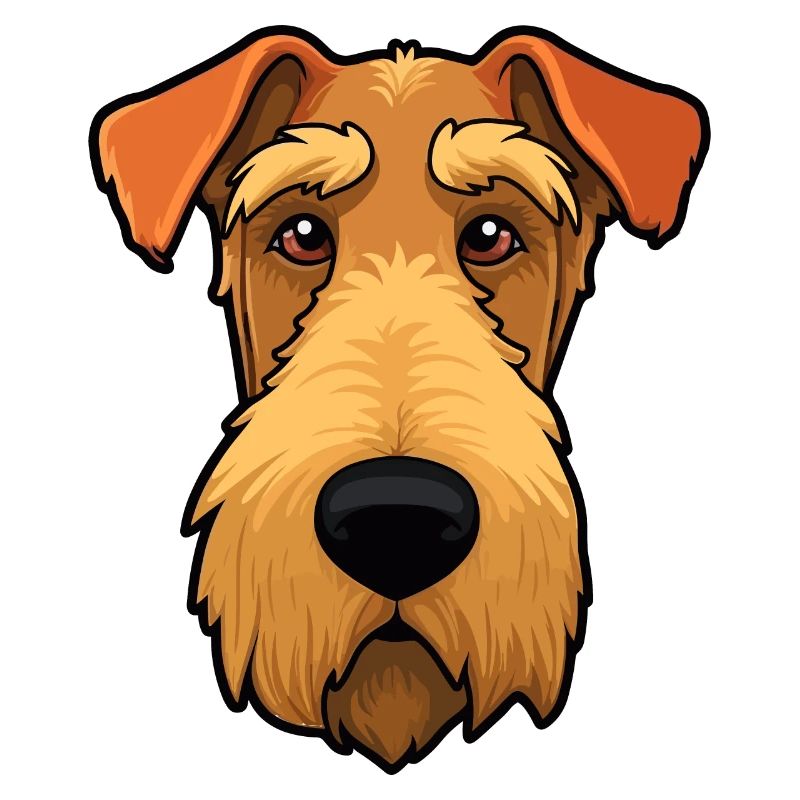 Airedale Terrier Head Cartoon Comic Hunde Liebe