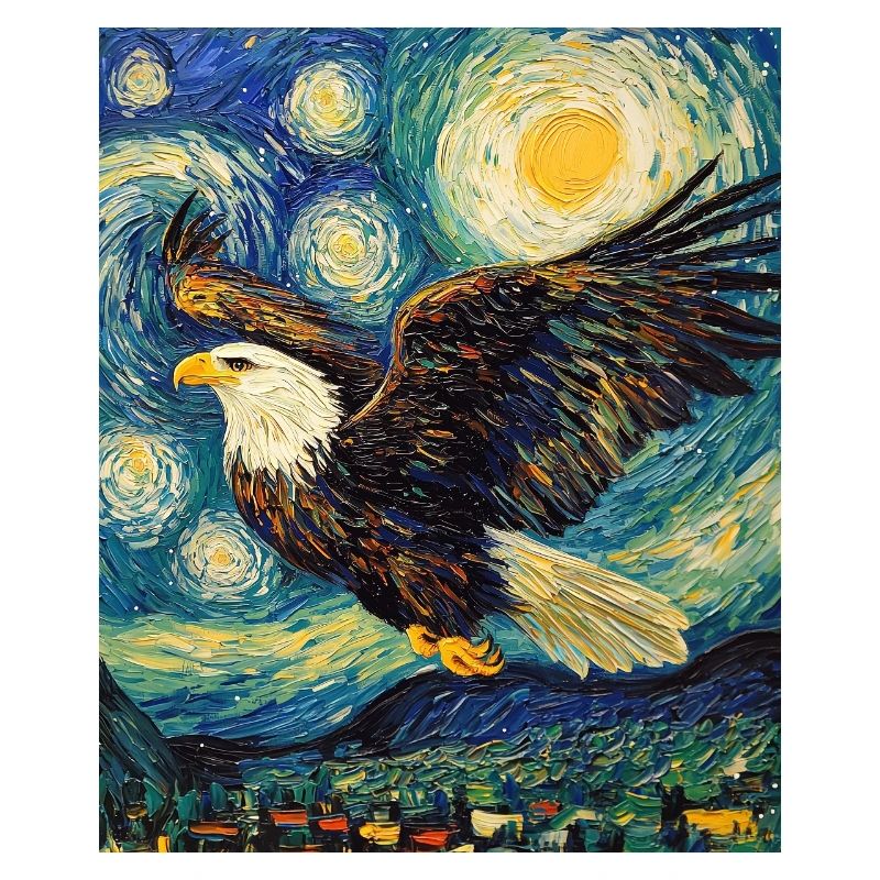 Eagle Bird Van Gogh Style Starry Night