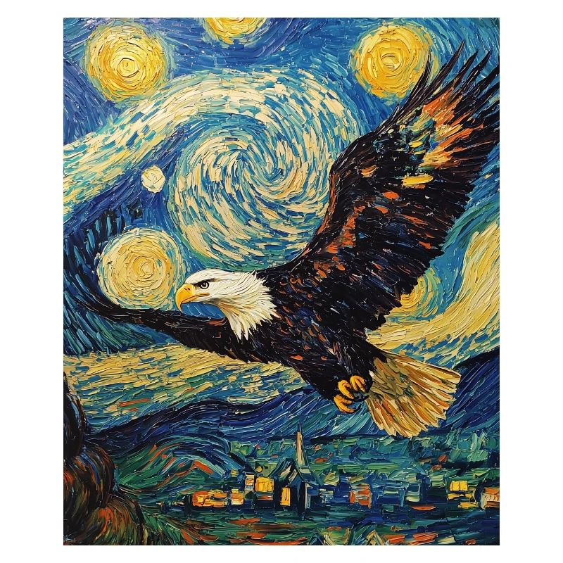 Eagle Bird Van Gogh Style Starry Night