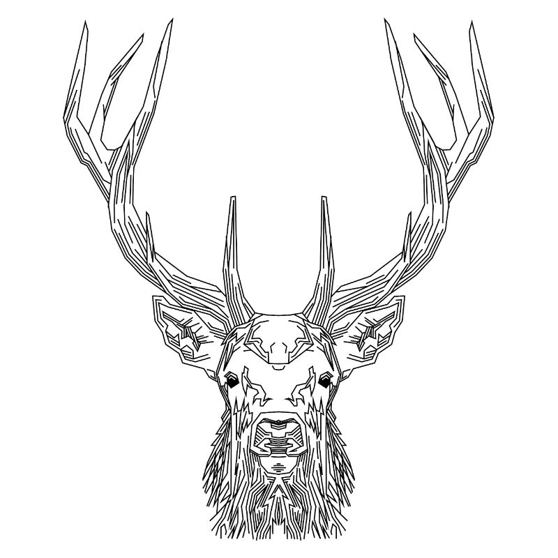 Tech Deer – Geometrischer Hirsch in Schwarz